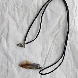 Black Cord Necklace with Gemstone Pendant
